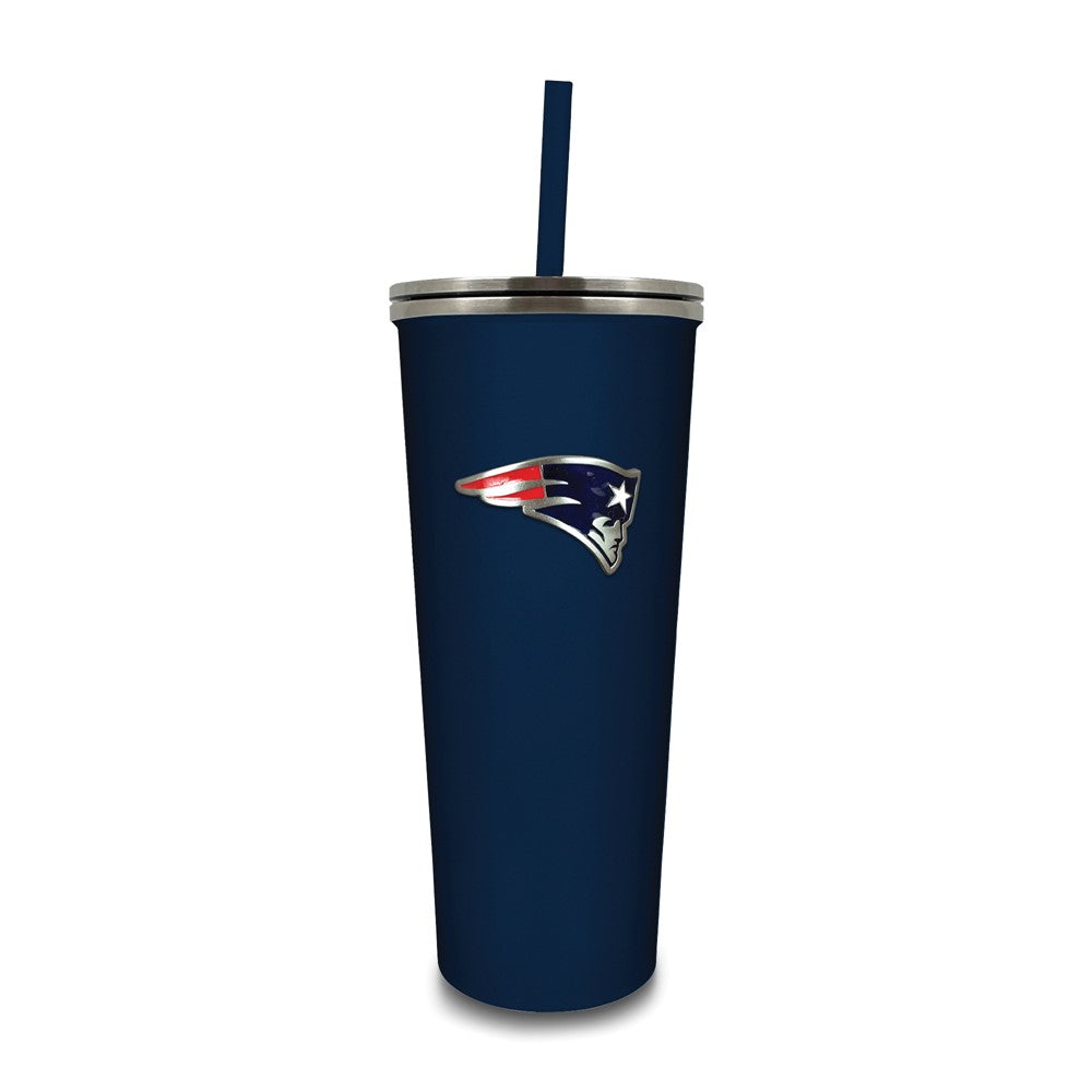 NFL New England Patriots Stainless Steel 24 ounce Skinny Tumbler with Emblem and Straw
