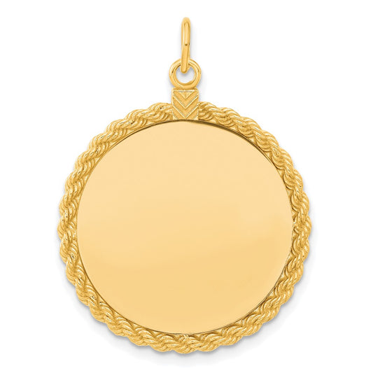 Sterling Silver GP Engraveable Round with Rope Polished Disc