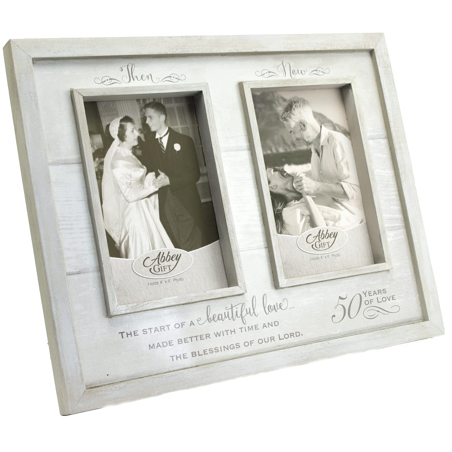 Abbey Gift Then & Now 50Th Anniversary Wood Frame, 12" x 9.5", Multicolor