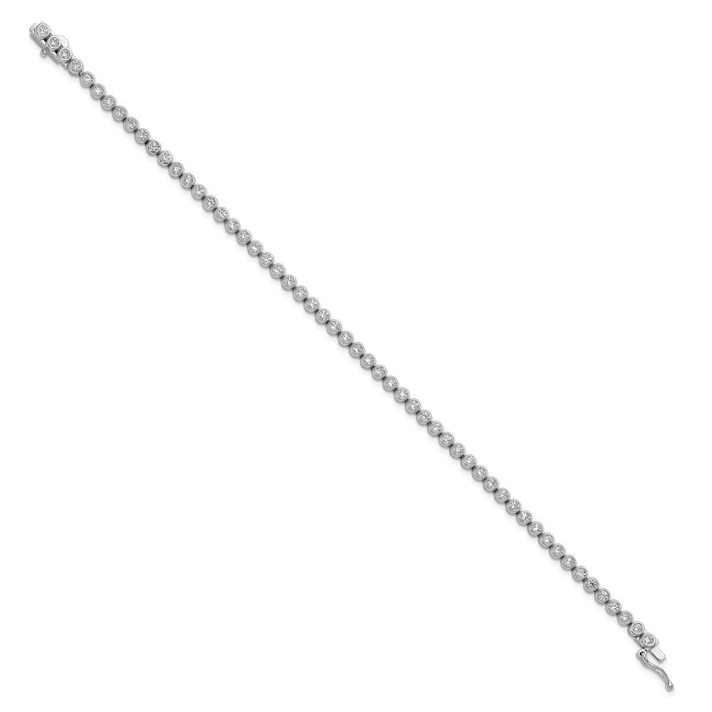 Sterling Shimmer Sterling Silver Rhodium-plated Bezel Set 2.5mm CZ 55 Stone 8 inch Bracelet 8 inches