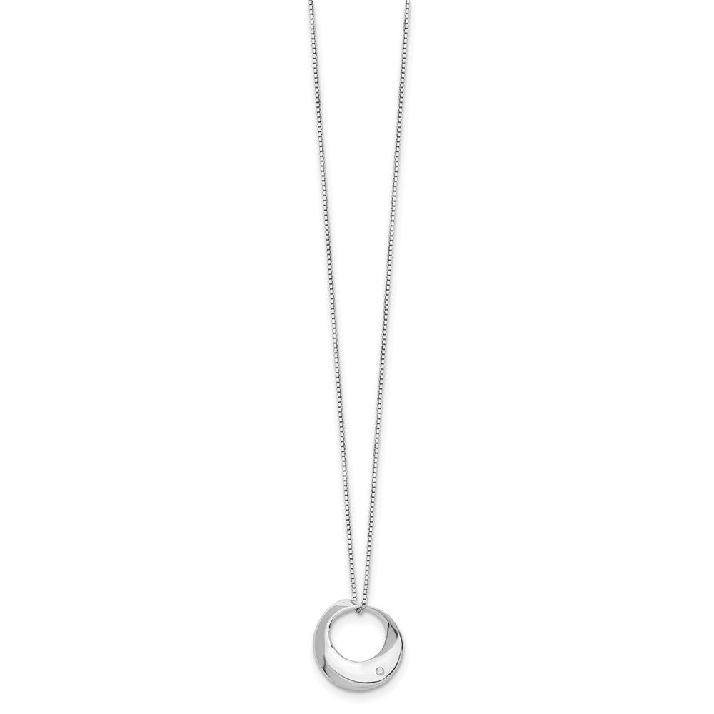 White Ice Sterling Silver Rhodium-plated 18 Inch Diamond Open Circle Necklace with 2 Inch Extender 18 Inches