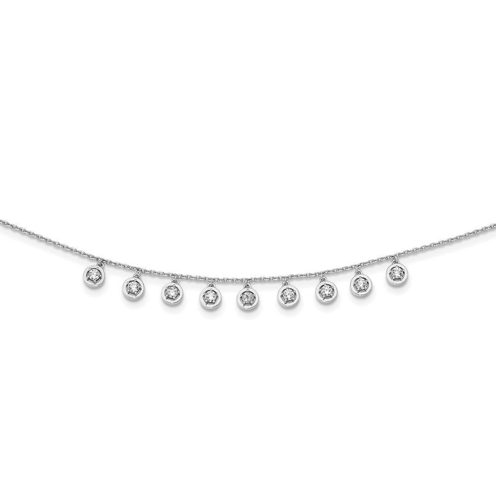 Sterling Shimmer Sterling Silver Rhodium-plated 18 inch 11 Stone 11 Station CZ Necklace 18 Inches