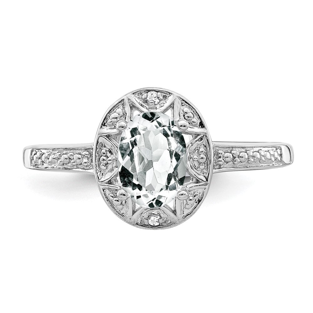 Sterling Silver Rhodium-plated Diam. & White Topaz Ring