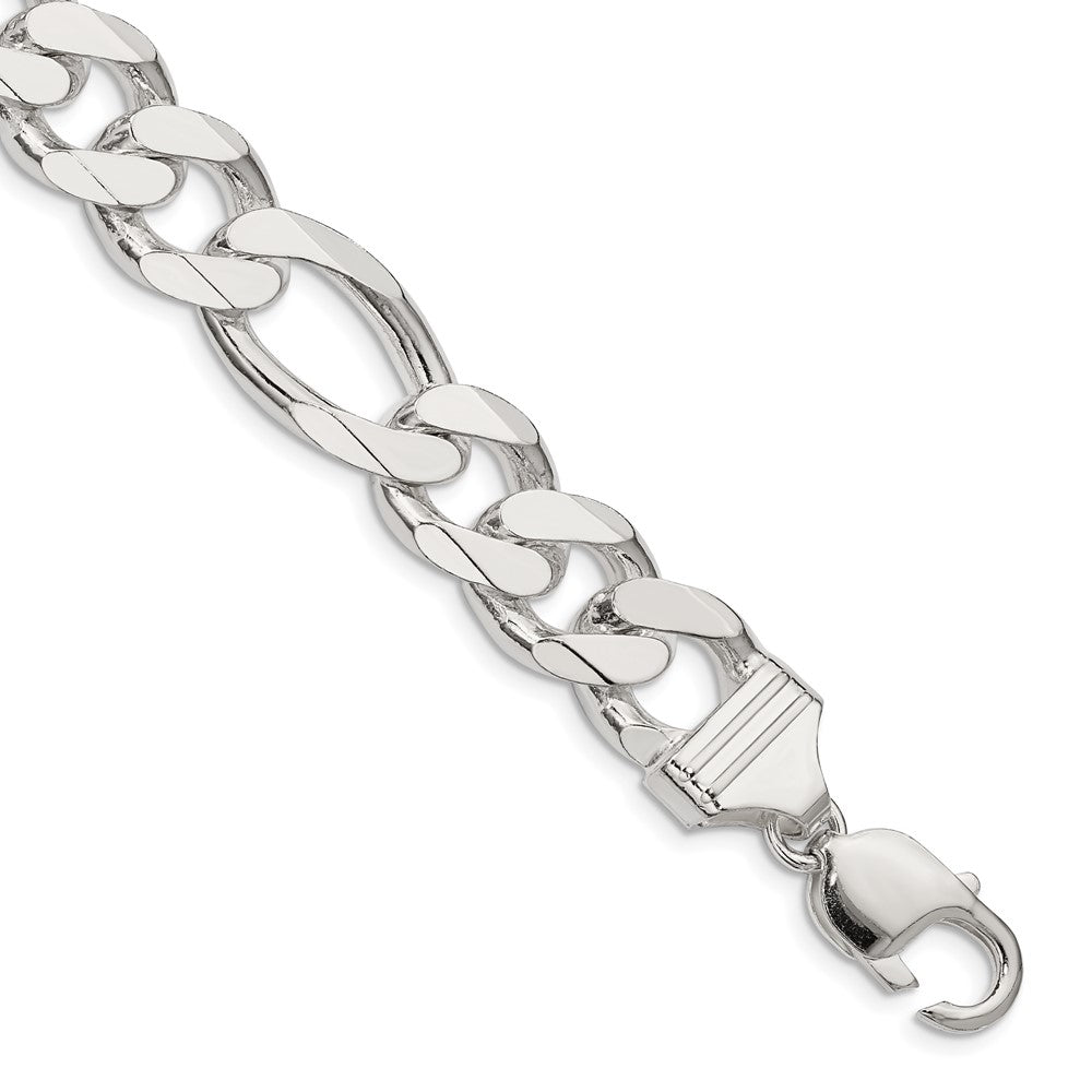 Sterling Silver 13.5mm Figaro Chain 9 inches