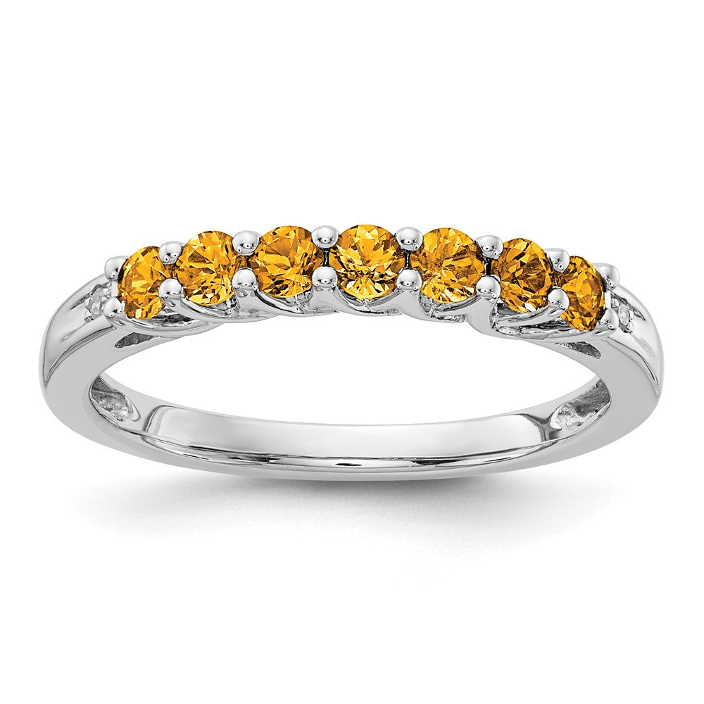 SS Citrine and Diamond 7 - 2.5MM, 2 - 200' RD - Stone:B Mel:S45