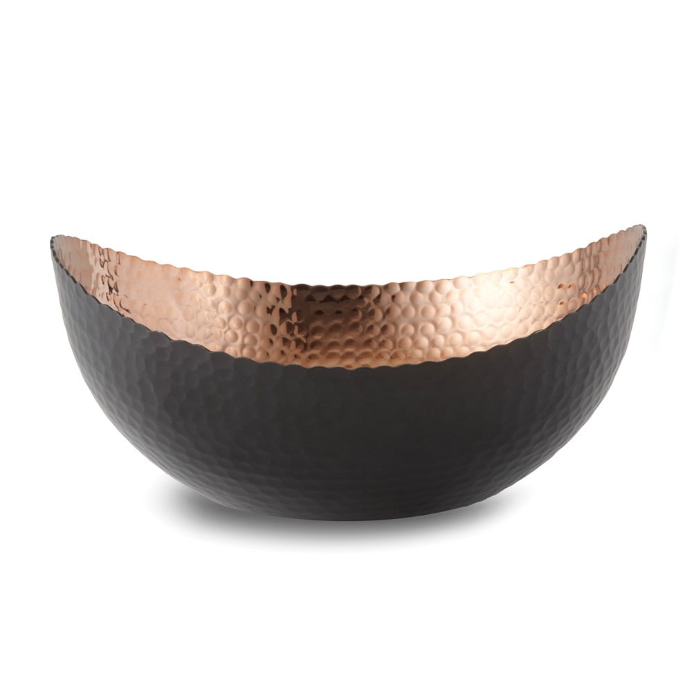 Large Black Finish with Copper-tone Interior Hammered Eclipse Bowl QGM18221