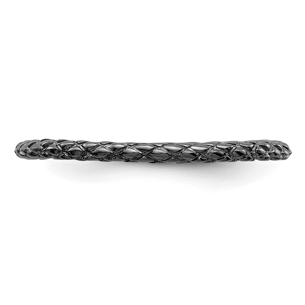 Sterling Silver Stackable Expressions Black-plated Criss-cross Ring Size -7