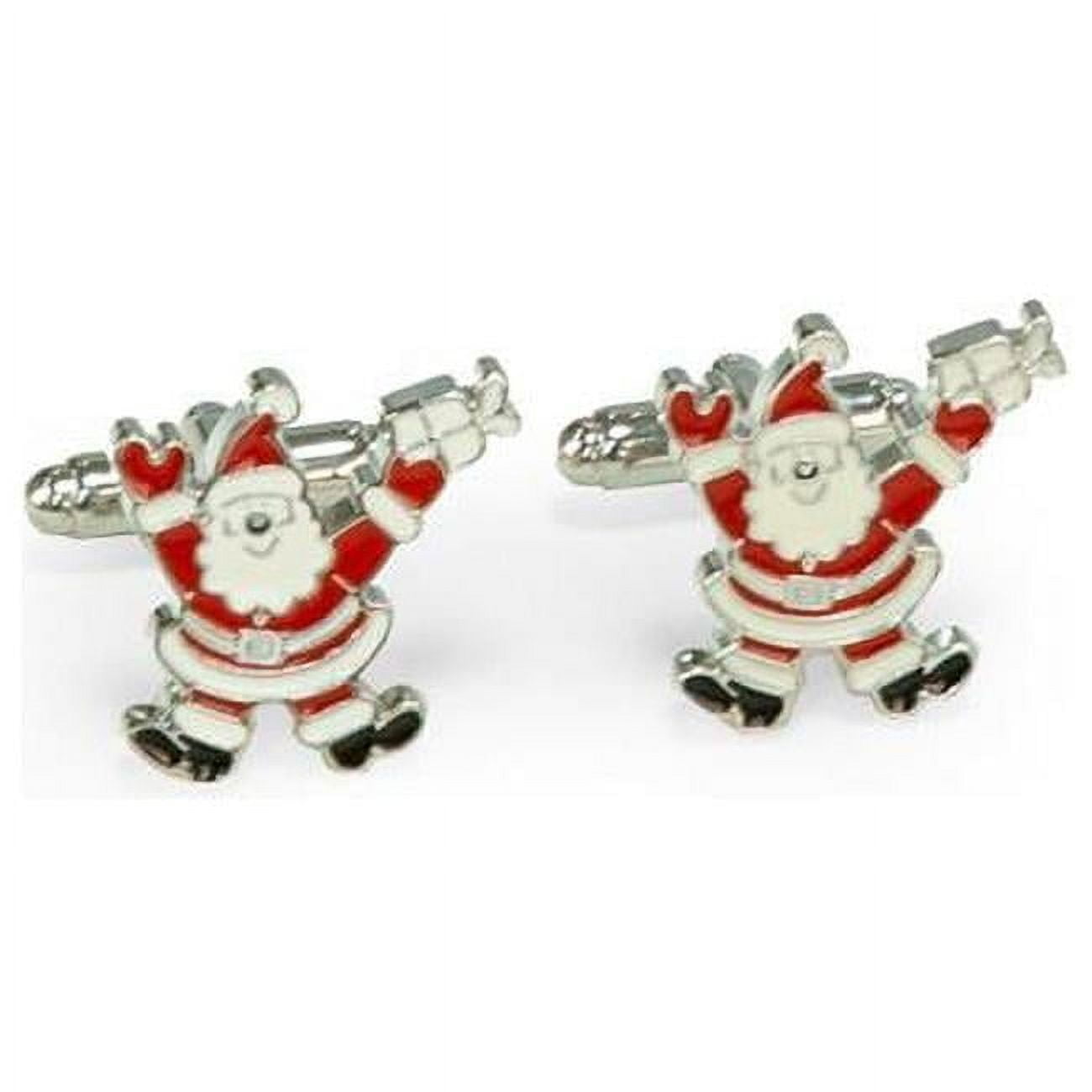 Bey-Berk International J275 Rhodium Plated Santa Claus Cufflinks - Multi Color