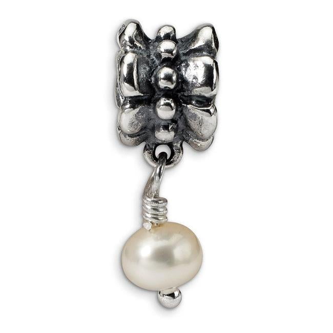 Reflection Beads QRS542 Sterling Silver FW Cultured Pearl Dangle Bead - Antiqued & Polished