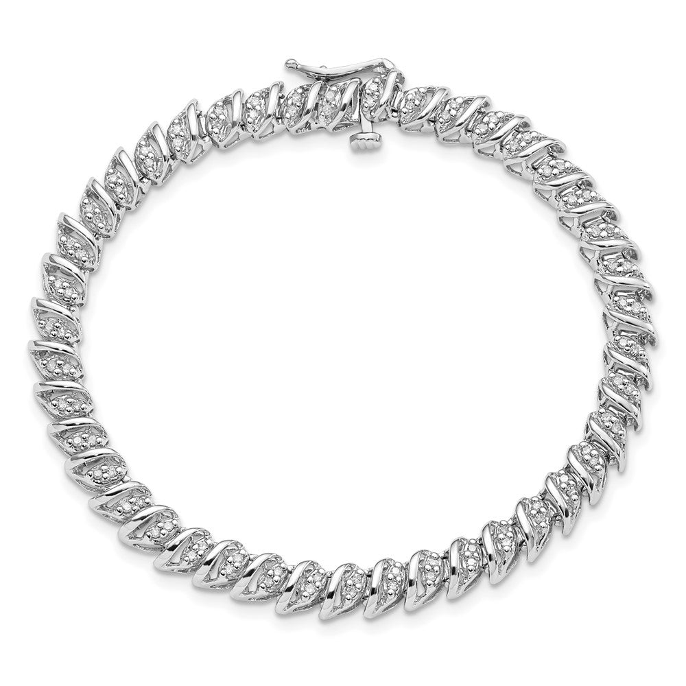 Sterling Silver Rhodium Plated Diamond Bracelet 7 inches