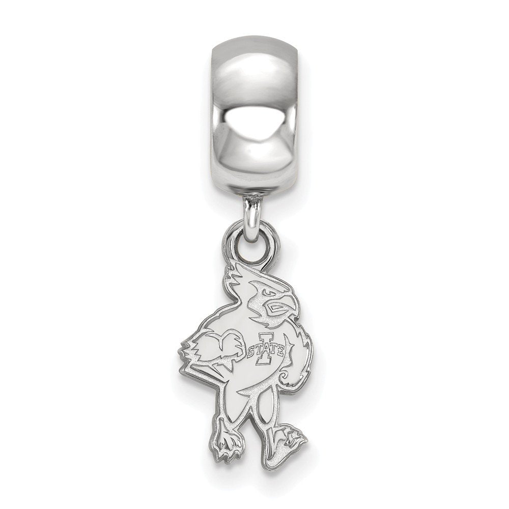 Sterling Silver Rhodium-plated LogoArt Iowa State University Cardinal Small Dangle Bead Charm