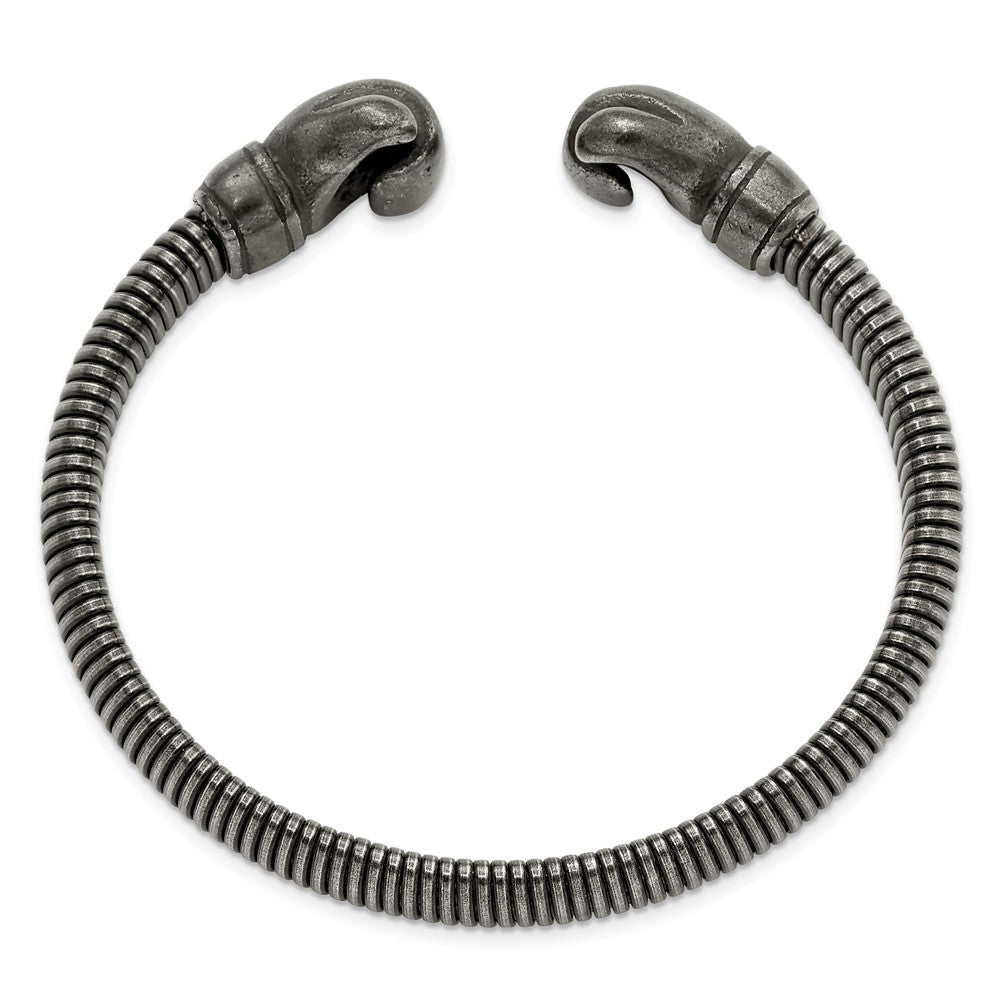 Stainless Steel Brushed Gun Metal IP-plated Boxing Gloves Cuff Bangle 7.25 inches