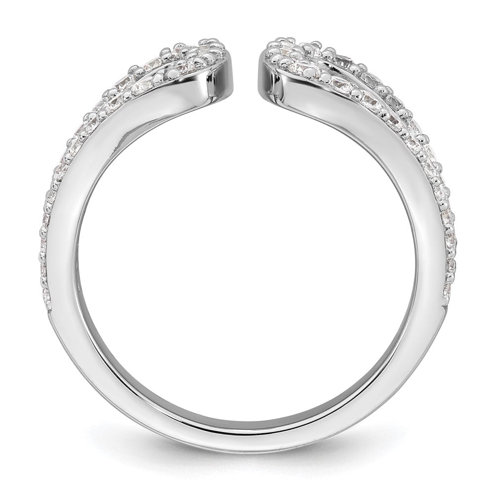Sterling Silver Rhodium-plated Polished CZ Open Top Size 7 Ring