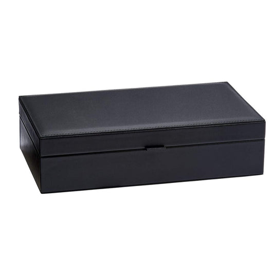 Creative Gifts International 056570 12 x 6.75 in. Leather Jewelry Box, Black