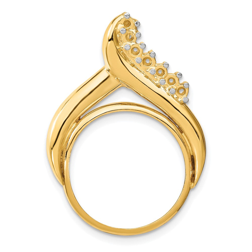 Wideband Distinguished Coin Jewelry 14k Polished Diamond Teardrop 17.8mm Prong Coin Bezel Chain Slide Pendant Mounting