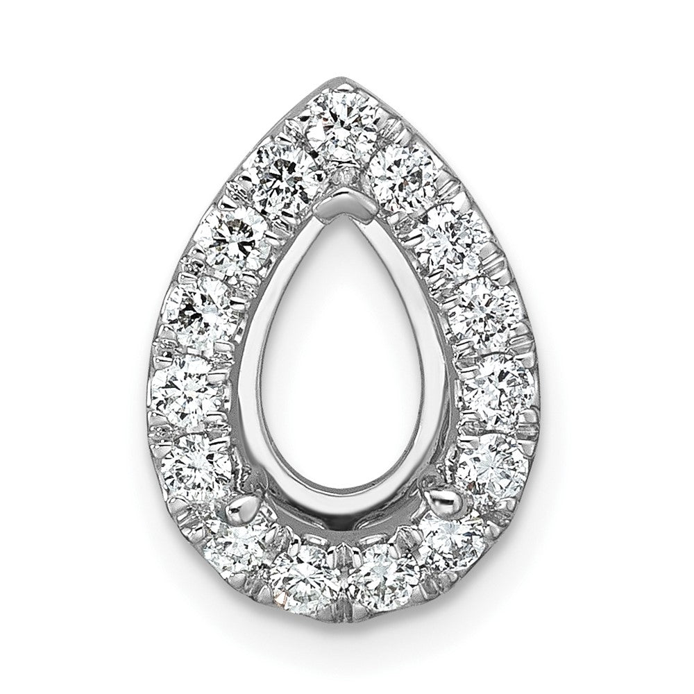 14k 3/8 carat Lab Grown Diamond VS/SI+ G+ Semi Mount Pear Halo Chain Slide Pendant