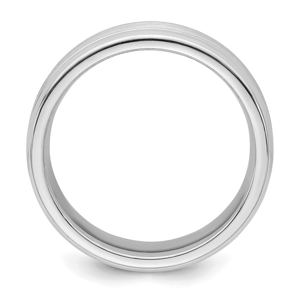 Sterling Silver Rhodium-plated 6mm Brushed Fancy Band Size 7.5
