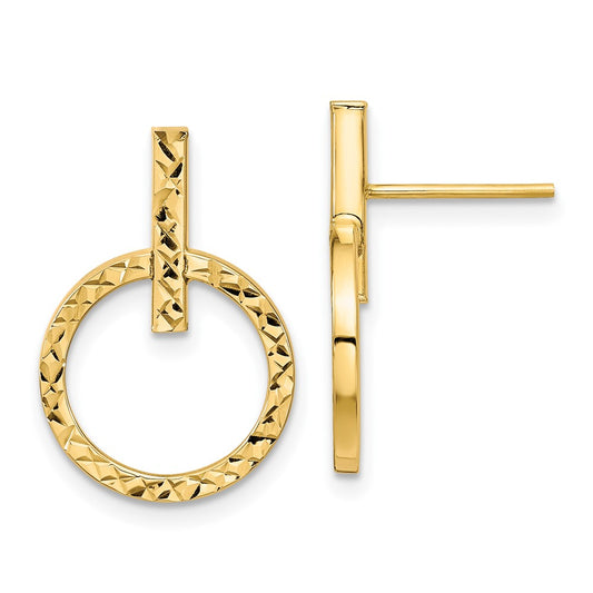 10K Polished D/C Post Dangle Earrings