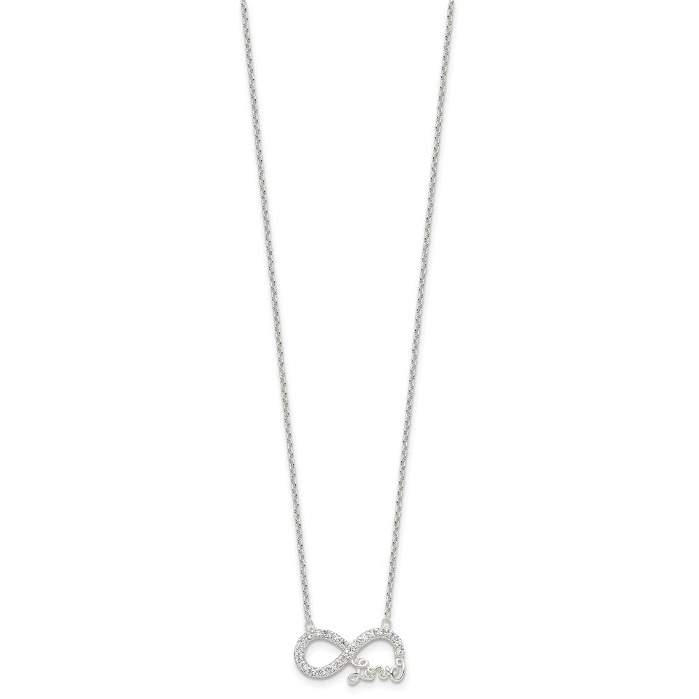 Sterling Silver Rhodium-plated CZ Infinity LOVE Necklace 18 Inches