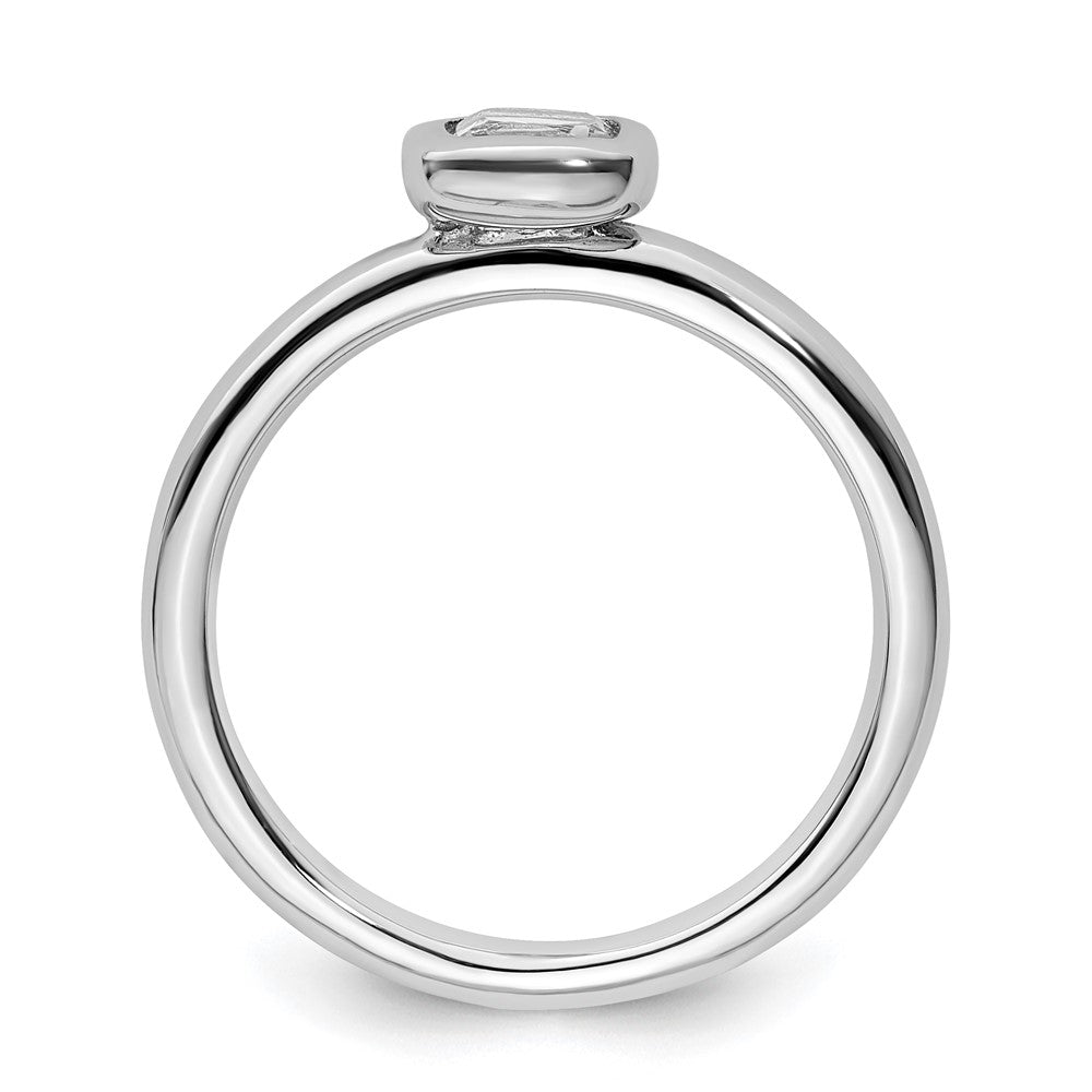 Sterling Silver Stackable Expressions Cushion Cut White Topaz Ring Size -8