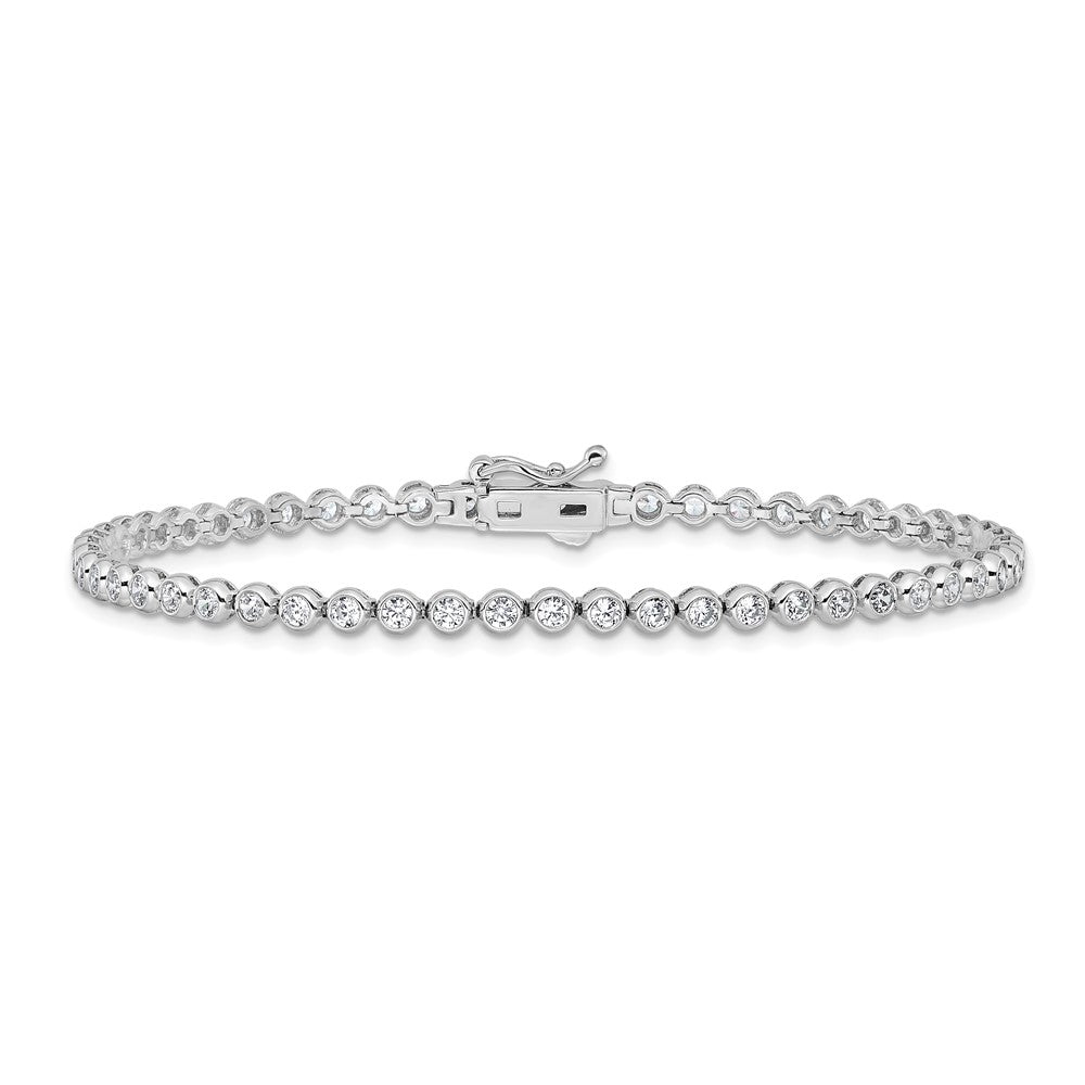 Sterling Shimmer Sterling Silver Rhodium-plated Bezel Set 2.3mm CZ 55 Stone 8 inch Bracelet 8 inches