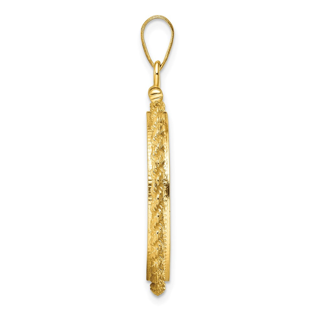 Wideband Distinguished Coin Jewelry 14k Polished Casted Rope 22.0mm x 1.9mm Screw Top Coin Bezel Pendant