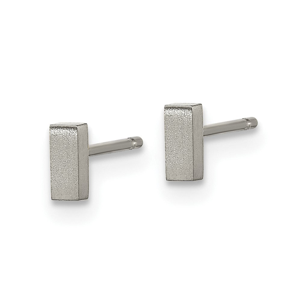 Titanium Brushed Rectangle Post Earrings