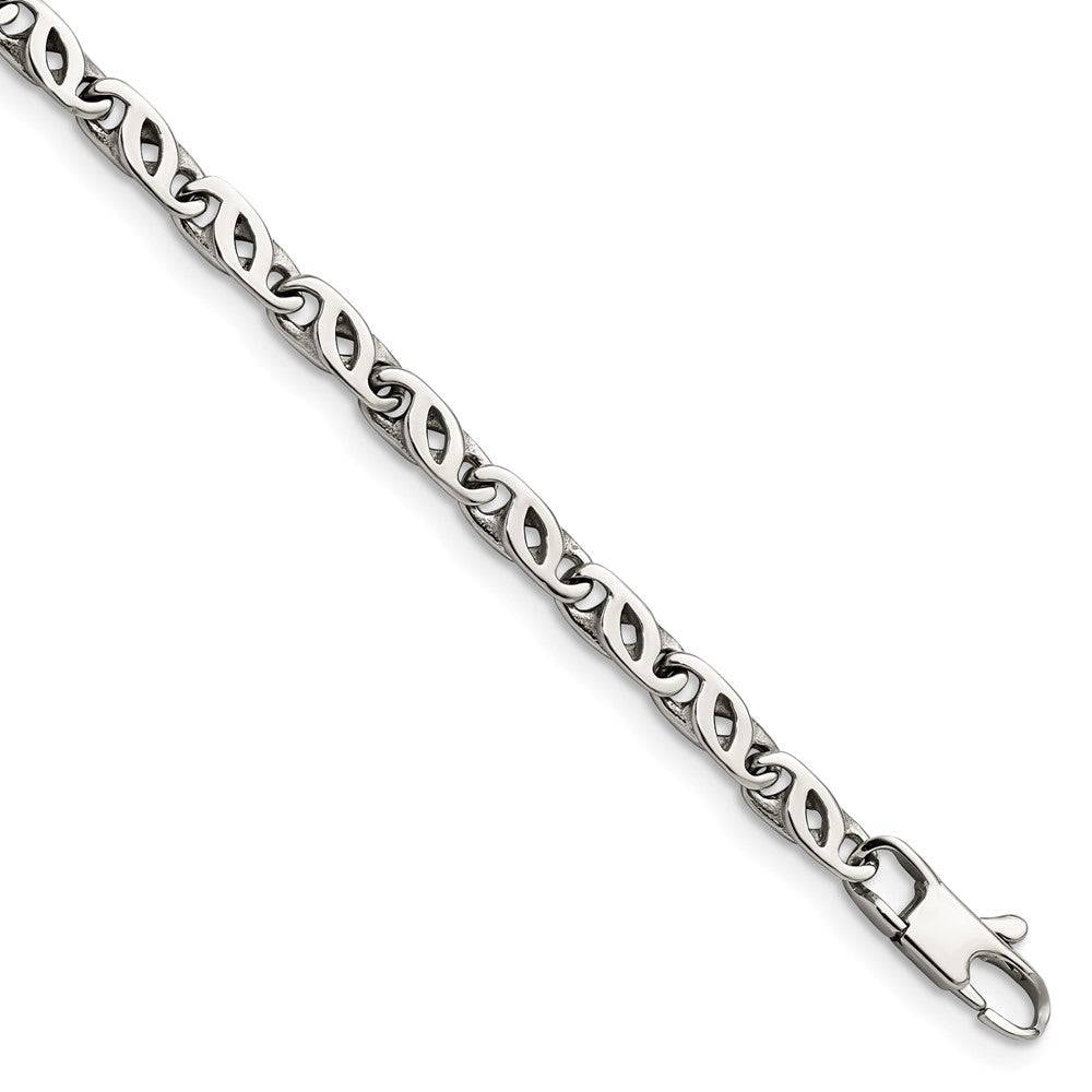 Stainless Steel Polished Fancy Link 7.5in Bracelet 7.25 inches
