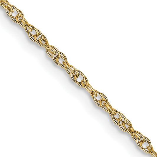 14K 22 inch Carded 1.15mm Cable Rope with Spring Ring Clasp Chain