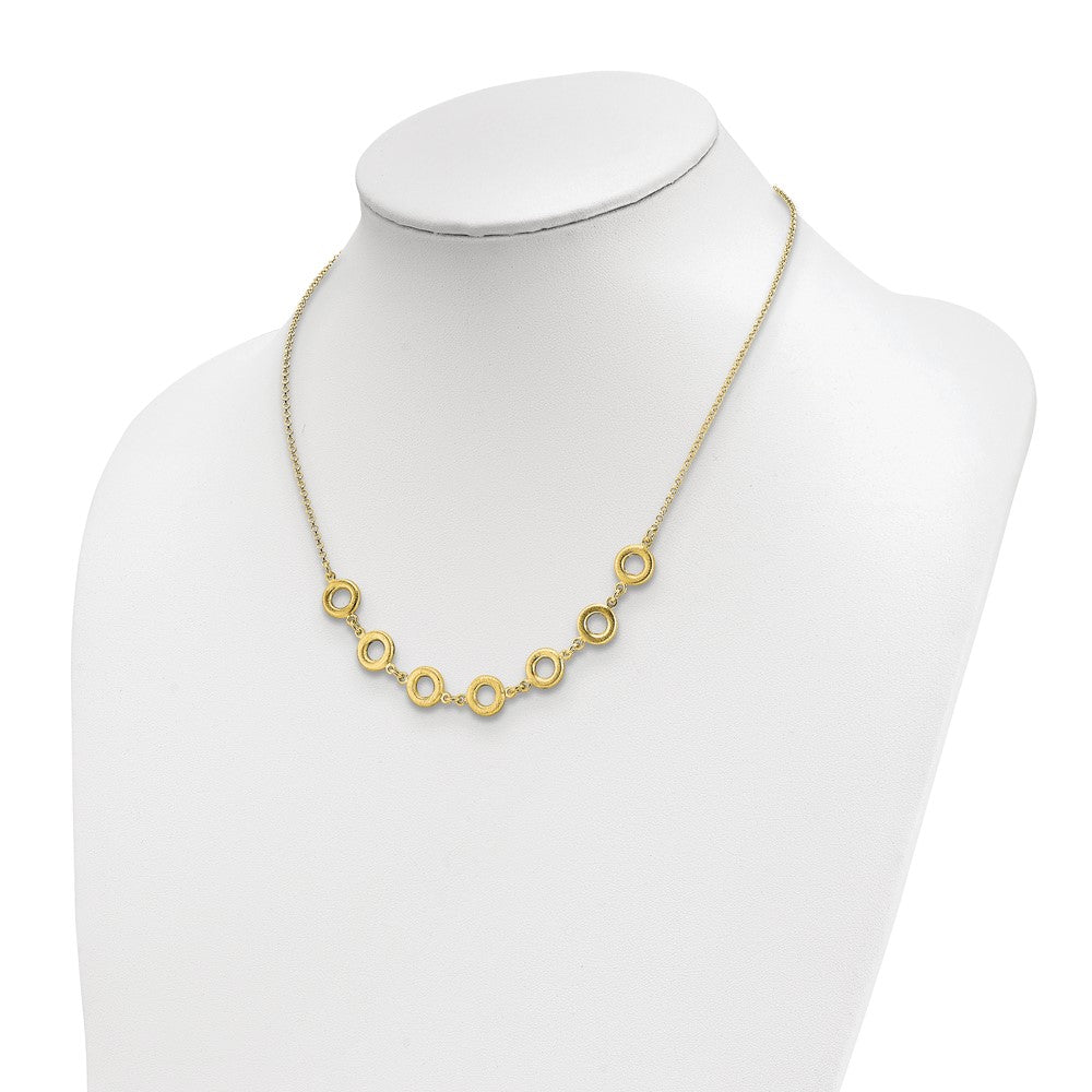 Sterling Silver Gold-tone Textured with 1.5in ext Necklace