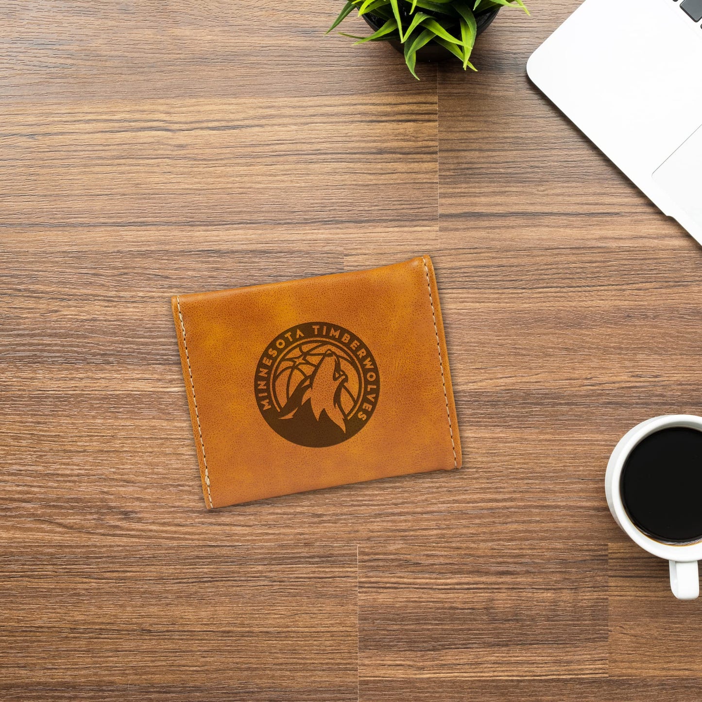 Basketball Rico Industries Minnesota Timber Brown Laser Engraved Trifold Laser Engraved Tri-Fold Wallet - Men's Accessory