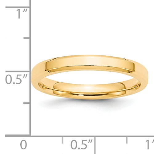 14k Yellow Gold 3mm Beveled Edge Comfort Fit Wedding Band Size 10