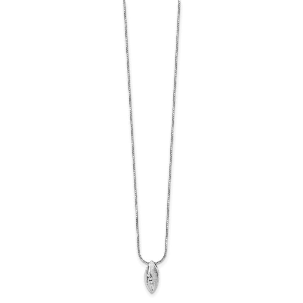 White Ice Sterling Silver Rhodium-plated Satin and Polished 18 Inch Diamond Necklace with 2 Inch Extender 18 Inches