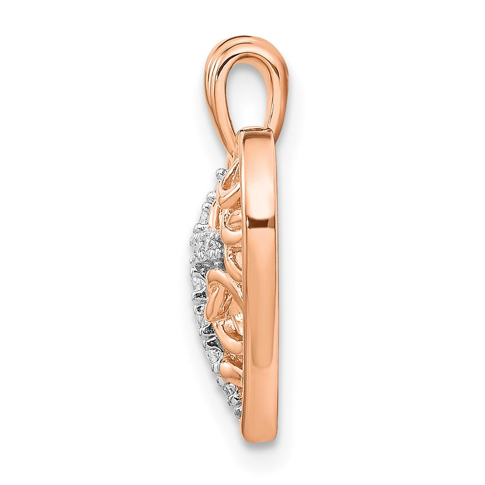 10K Rose Gold with Rhodium Plated Diamond Cross in Heart Necklace