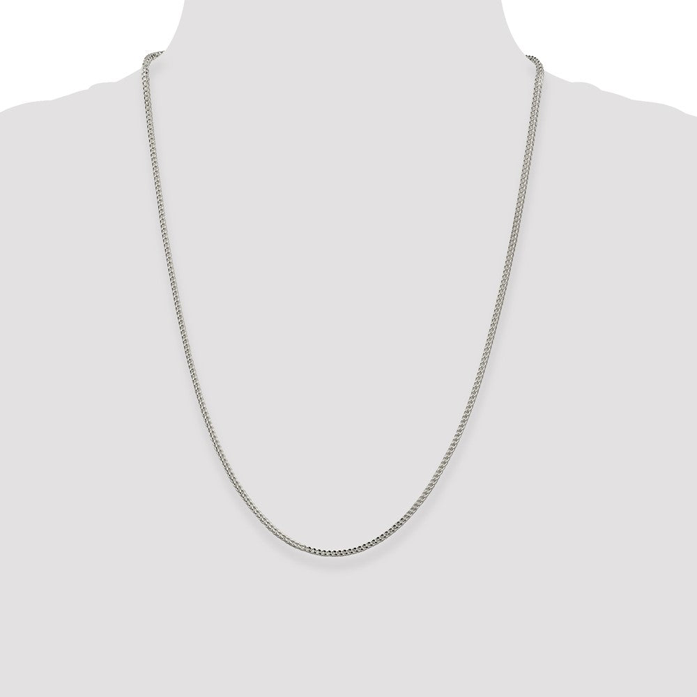 Sterling Silver 2mm D/C Square Franco Chain 24 Inches