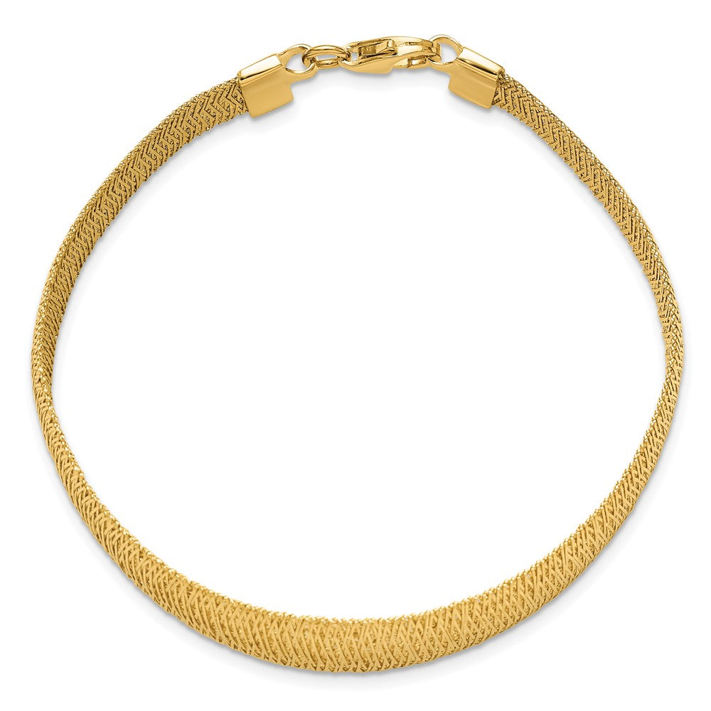 14K Polished Woven Graduated Dome Bracelet 7.5  inches