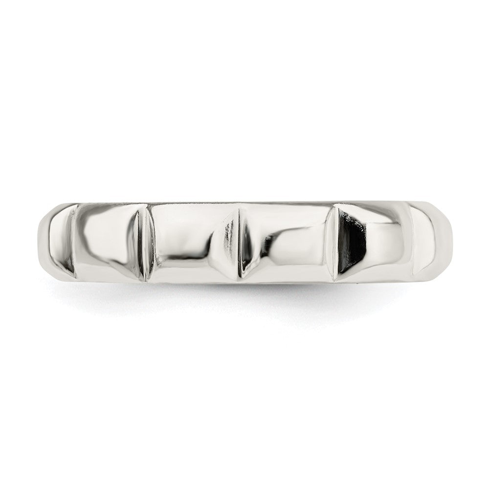Sterling Silver Notched Design Band Ring