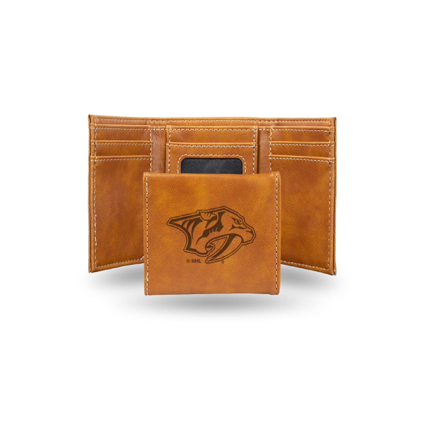 Nashville Predators  Laser Engraved Brown Trifold Wallet