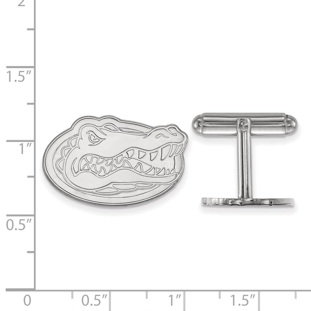 Sterling Silver Rhodium-plated LogoArt University of Florida Gator Cuff Links Q-SS012UFL