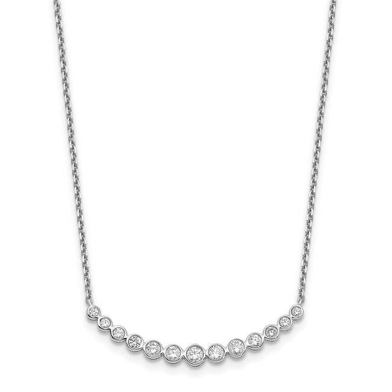 Primal Gold 14 Karat White Gold Diamond Curved Bar Necklace
