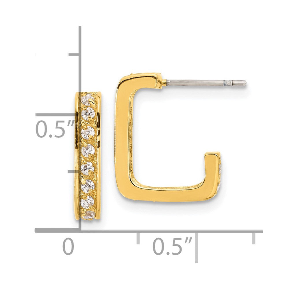 Gold-plated Kelly Waters Square Hoop CZ Earrings