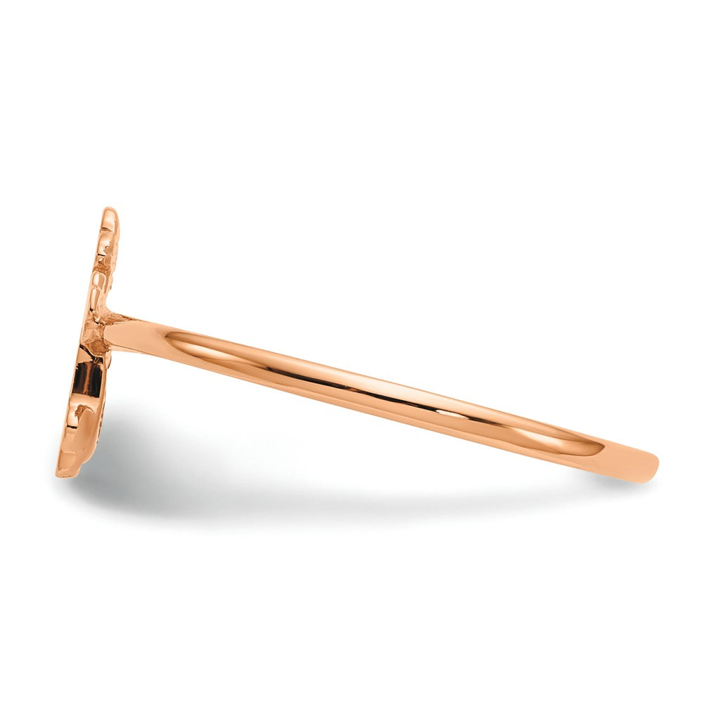 14k Rose Gold Polished Cross Ring Size 7