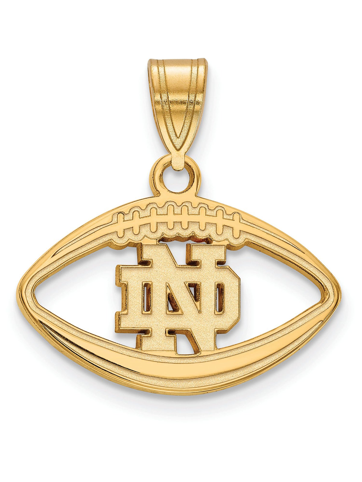 10k Yellow Gold Logoart University Of Notre Dame Inside Football Pendant Female Adult