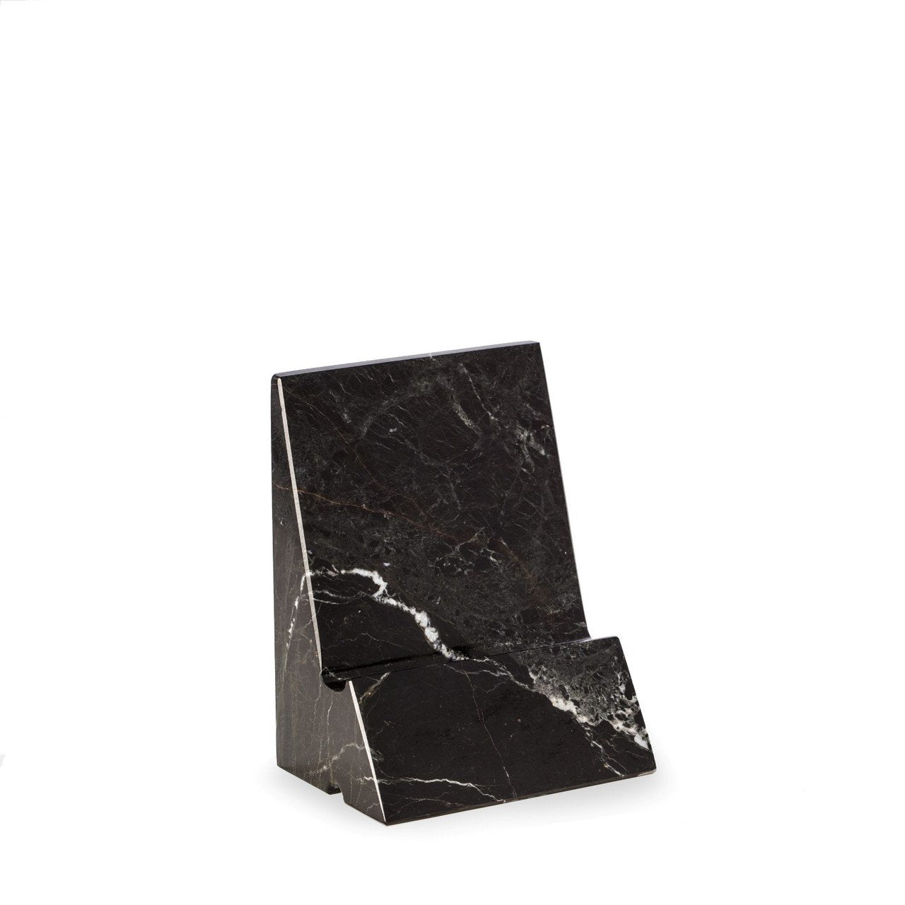 Bey-Berk International D028 Black Zebra Marble Desktop Tablet Cradle with a Pass-Thru Hole for Charging Cable