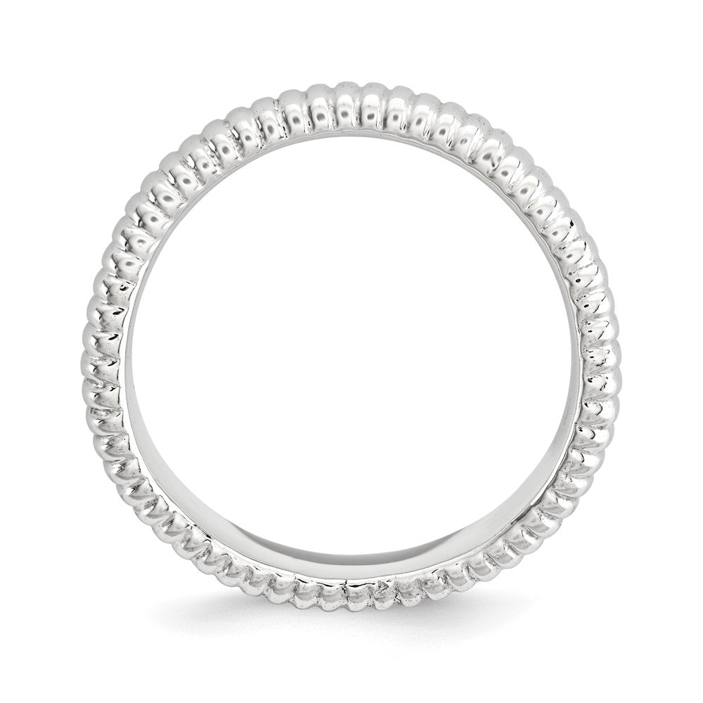 Sterling Silver Stackable Expressions Polished Rhodium-plate Wave Ring
