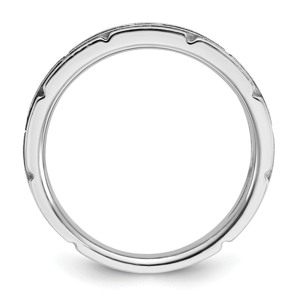 IBGoodman 14k White Gold with Black Rhodium Men's Polished and Textured 1/20 Carat AA Quality Solitaire Diamond Ring