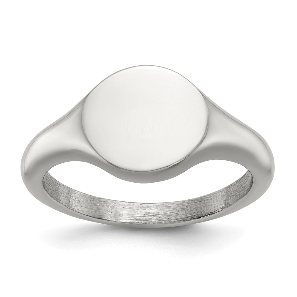 Chisel Stainless Steel Polished Round Disk Ring Size - 6