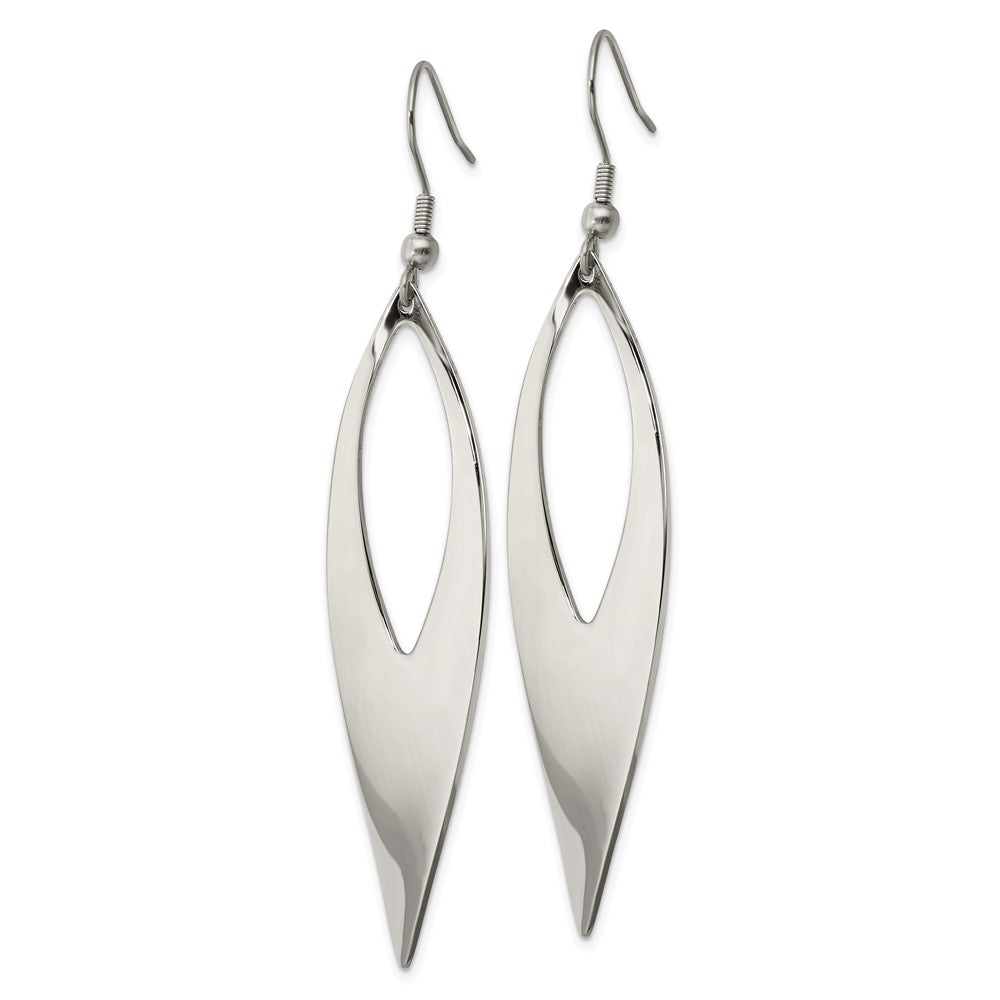 Stainless Steel Polished Dangle Shepherd Hook Earrings