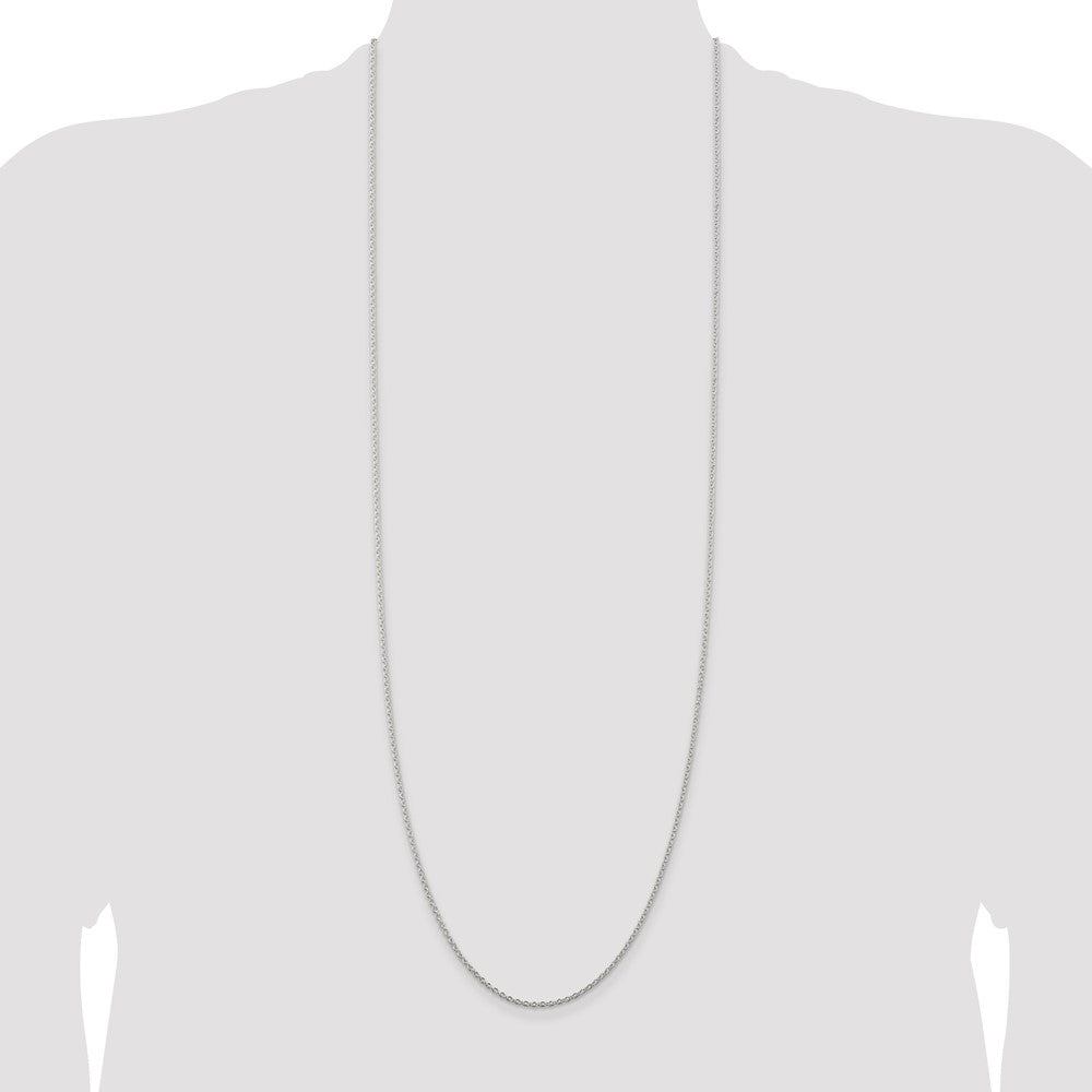 Sterling Silver Rhodium-plated 1.95mm Cable Chain 36 Inches