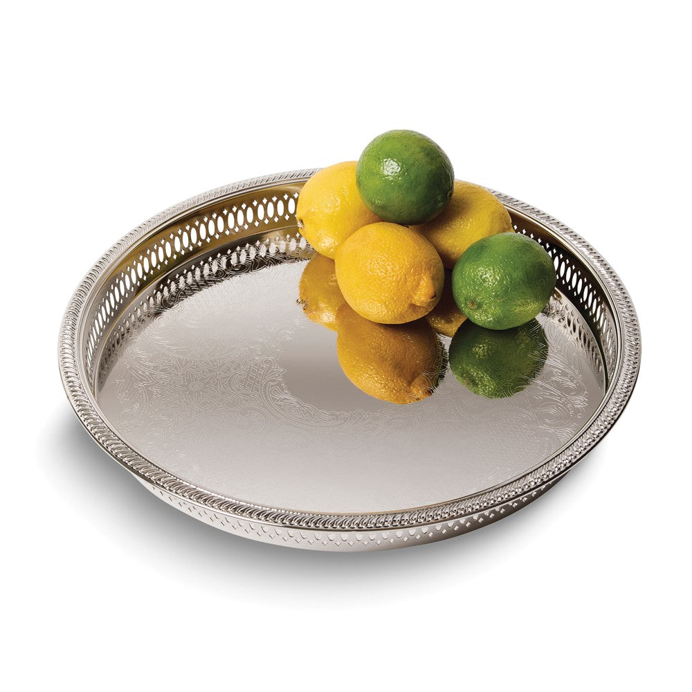 Nickel Plated Gallery 12in Round Serving Tray